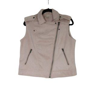 Philosophy women's‎ soft pink vegan faux leather suede moto vest, L